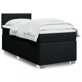 Cumpara ieftin Pat box spring cu saltea, negru, 100x200 cm, textil