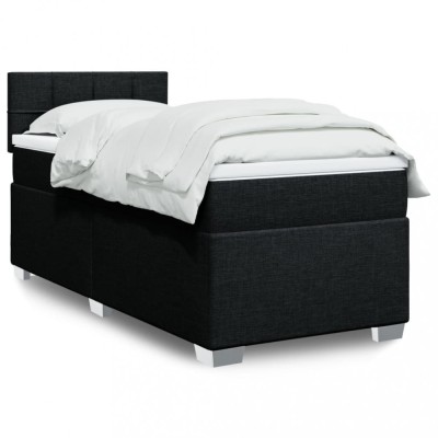 vidaXL Pat box spring cu saltea, negru, 100x200 cm, textil 3288101 foto