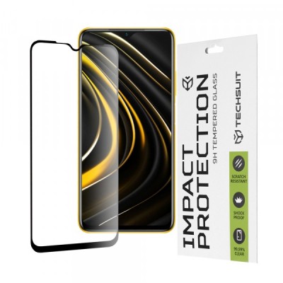 Folie de protectie Ecran Techsuit pentru Xiaomi Redmi 9 Power / 9T / Poco M3, Sticla Securizata, Full Glue, 111D, Neagra foto