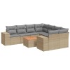 Set canapele de gradina, 9 piese, cu perne, bej, poliratan
