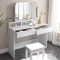 VASAGLE Masa de toaleta cu oglinda rabatabila si 2 sertare, 3 compartimente deschise, 100x40x142cm, alb Household NewTrend