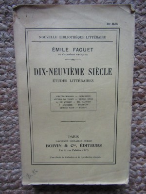 Dix-neuvieme siecle-Emile Faguet foto