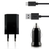 Incarcator 3in1 2.1A 5V cu cablu Iphone 4/4s Negru