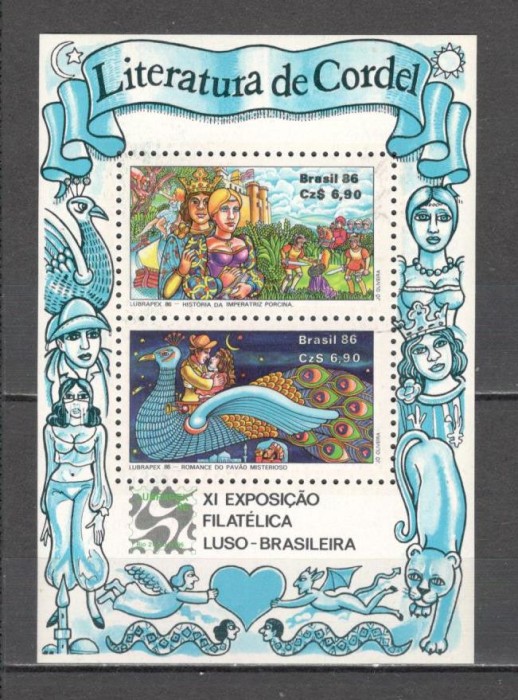 Brazilia.1986 Expozitia filatelica LUBRAPEX:Literatura-Bl. GB.74