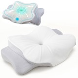 Fata de perna 60 x 38 pentru perna ortopedica Linomag&reg;, Husă de schimb Respirabila, Lavabila, Antialergica, Alb/Gri deschis