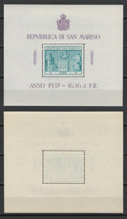 San Marino 1937 Mi 234 bl 1 MNH - Coloana Independentei de la Forum Romanum