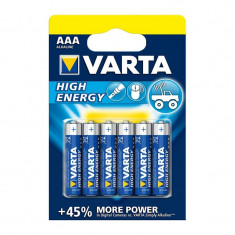 Baterii AAA R3 alcaline, 1.5V, Varta High Energy, set 6 bucati foto
