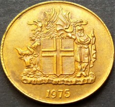 Moneda 1 KRONA / COROANA - ISLANDA, anul 1975 * cod 2047 B = luciu de batere
