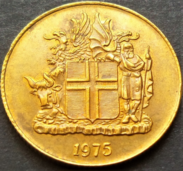 Moneda 1 KRONA / COROANA - ISLANDA, anul 1975 * cod 2047 B = luciu de batere