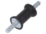 Atenuator vibratii ELESA+GANTER M6, 20mm diametru, 30mm gumă distanțier, filet 18mm