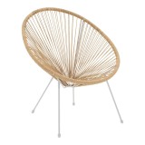 Cumpara ieftin Fotoliu Acapulco, Metal și Rattan Natural, Alb-Natur, 68x74x84 cm