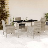 VidaXL Set mobilier grădină perne 5 piese gri deschis poliratan sticlă 3278575