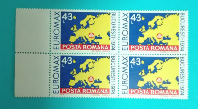 TIMBRE ROMANIA 1974 LP856 EXP. EUROMAX -BUCURESTI BLOC DE 4 VALORI MNH foto