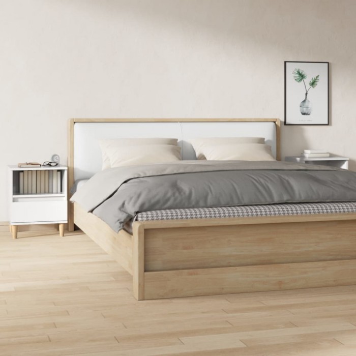 vidaXL Noptiere, 2 buc., alb extralucios, 40x35x50 cm 821799