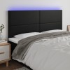 VidaXL Tăblie de pat cu LED, negru, 200x5x118/128 cm, piele ecologică 3122252
