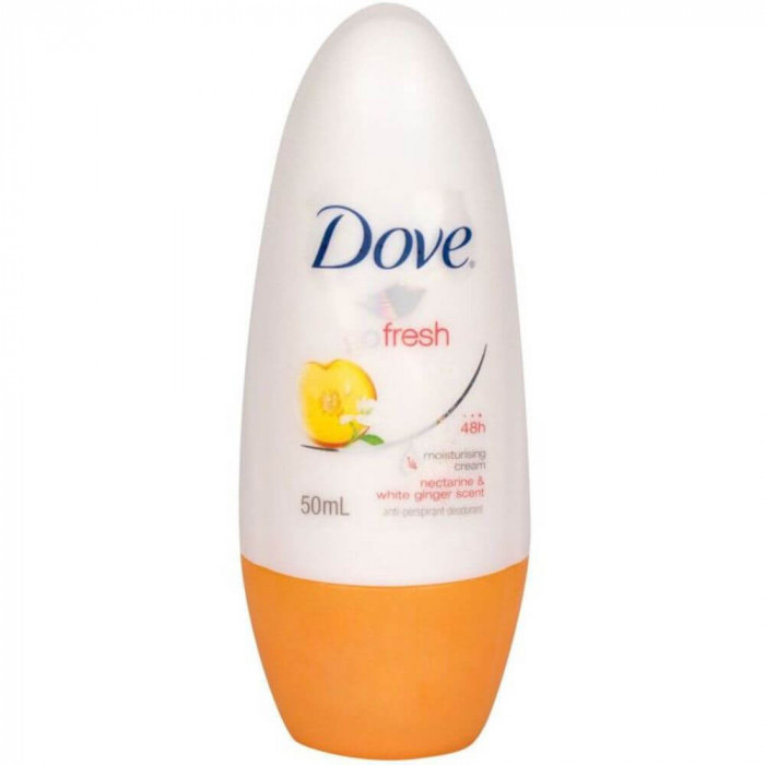 Deodorant Roll-On Dove Fresh Nectarine&amp;White Ginger, 50 ml, Protectie 48 h, Deodorant Roll On Femei Deodorant Roll On DOVE, Antiperspirant Femei Dove,