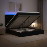 Cumpara ieftin Pat Ottoman cu Saltea si LED Negru 140 x 190 cm Catifea