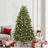 vidaXL Brad de Crăciun artificial Verde 210 cm PVC și Metal 3395698