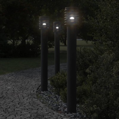 Lămpi de podea de exterior 3 buc. negru 110 cm oțel inoxidabil foto