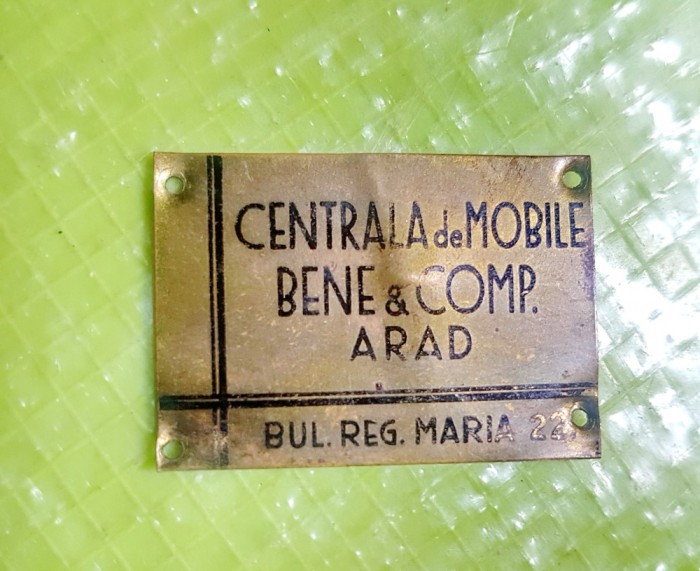 F834- Reclama veche mica-Centrala Mobila Bene &amp; Comp. Arad.