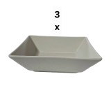 Set 3 farfurii adanci patrate, 17&times;3 cm, Crem mat