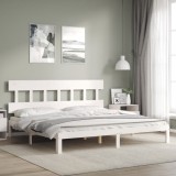 Cumpara ieftin Cadru de pat fără saltea, alb, 200x200 cm, lemn masiv pin