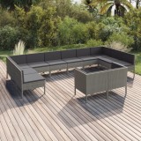 Gossi set mobilier de gradina cu perne, 12 piese, gri, poliratan
