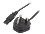 Cablu Alimentare Negru 1m 3A 2x0.75mm2 Mufă BS 1363 la IEC C7