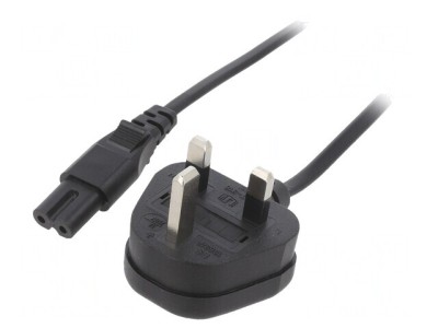Cablu Alimentare Negru 1m 3A 2x0.75mm2 Mufă BS 1363 la IEC C7 foto