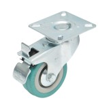 Roata pivotanta cu frana 65x19 mm, cauciuc plin, placa otel 65x65 mm, 35 kg