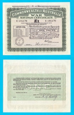Australia 1 Pound 1941 aUNC+ &amp;#039;Certificat Economii Război&amp;#039; serie: E 191176 foto