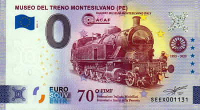 !!! 0 EURO SOUVENIR - ITALIA , MUZEUL TRENURILOR MONTESILVANO - 2023.1 - UNC foto