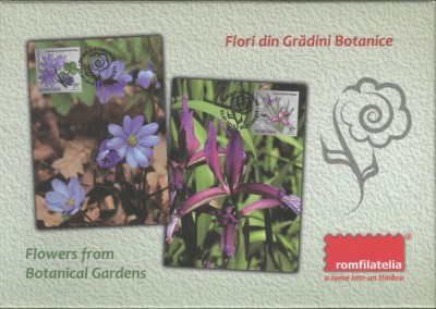 |Romania, LP 2071/2015, Flori din Gradini Botanice, maxime in etui foto