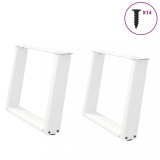 VidaXL Picioare pentru măsuță de cafea &icirc;n formă de U, 2 buc., alb, 60 x (42-43) cm, oțel