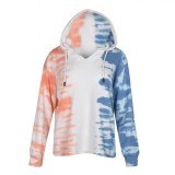 Hanorac Tie Dye, Femei, M&acirc;neci Lungi, Glugă, Multicolor, One Size