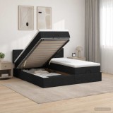Cumpara ieftin Pat ottoman cu saltea cu headboard 2 buc. Negru Tesatura