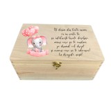 Cutie personalizata amintiri pentru copii, cu mesaj de la nasi, lemn natur, 29, 5x19, 5x13 cm