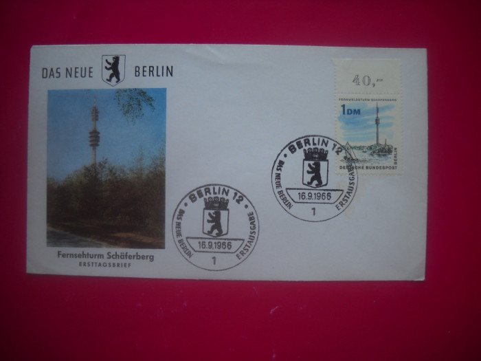 HOPCT PLIC S FDC 1002 TURNUL DE TELEVIZIUNE -1966 NOUL BERLIN GERMANIA