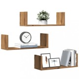 VidaXL Rafturi perete 3buc. stejar artizanal 58x18x18cm lemn prelucrat