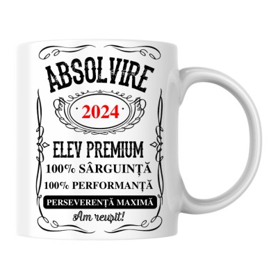 Cana alba personalizata - Absolvire 2024, Elev premium!, INOVATIX&amp;reg;. 330 ml foto