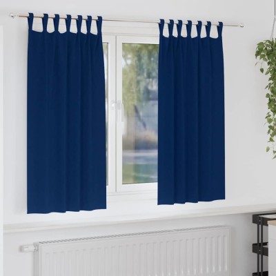 Perdele cu perdele 2 pcs Albastru &amp;icirc;nchis Poliester foto