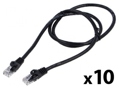 Cablul de rețea U/UTP 6 litat CCA PVC negru 1m 26AWG foto