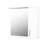 Oglinda baie cu dulap GN0001, dreptunghiulara, PAL Lucios, iluminare led, 3 rafturi, 65 cm, alb
