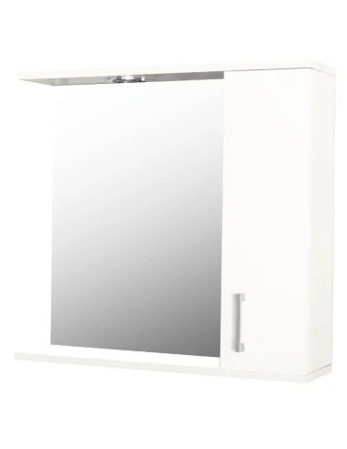 Oglinda baie cu dulap GN0001, dreptunghiulara, PAL Lucios, iluminare led, 3 rafturi, 65 cm, alb