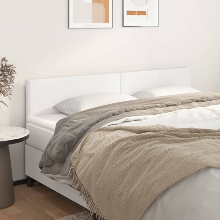 vidaXL Tăblii de pat, 2 buc, alb, 100x5x78/88 cm, piele ecologică 345853