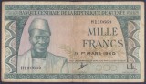 Bancnota Guineea 1.000 Franci 1960 - P15 VF ( vezi descriere )