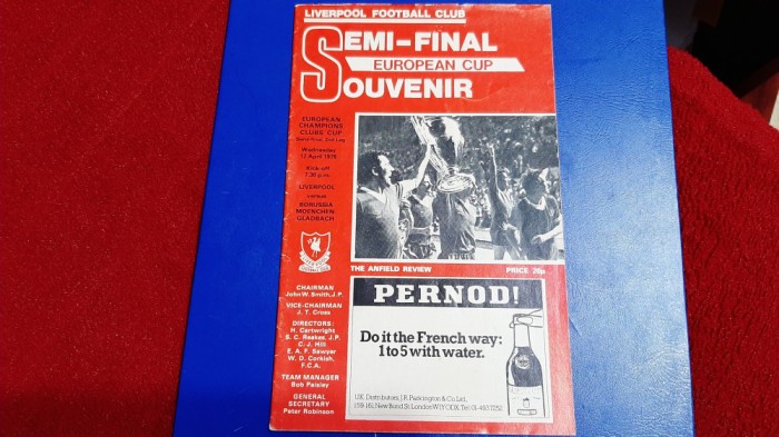 program semif. C.C.E. Liverpool - Borussia Moenchengladbach