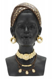 Statueta decorativa, Massai Woman, Mauro Ferretti, 19 x 18.5 x 30 cm, polirasina, negru/multicolor