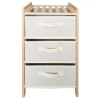 Etajera Lemn MDF 3 Sertare Textile Bej 32x26x60cm