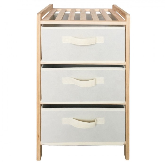 Etajeră Lemn MDF, 3 Sertare Textile, Dimensiuni 32x26x60cm